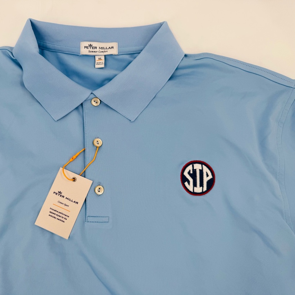 Ole Miss SIP Logo - Powder Blue Peter Millar Polo - Large - NWT